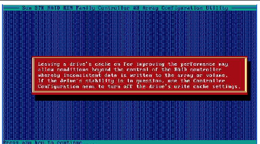 Adaptec RAID controller utility (ARCU) initial view.