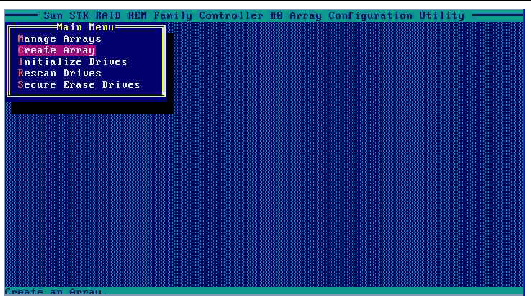 Adaptec RAID controller utility (ARCU) initial view.