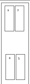 Designation of hard disk drives, as seen from the server module front panel