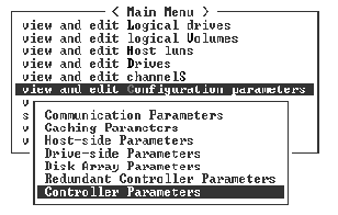 Screen capture of the Main Menu with Controller Parameters selected.