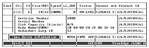 Screen capture showing enclosure information including the Node Name (WWN) worldwide name, whose last six digits represent the chassis serial number (FRU-ID)