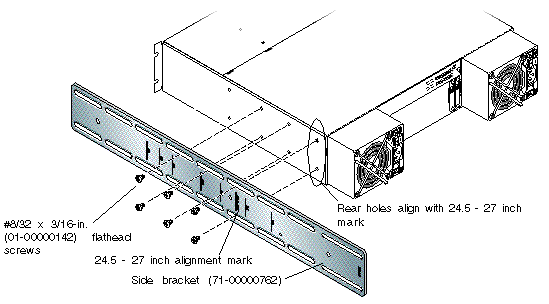 Figure showing a side bracket with alignment marks used to align the bracket.