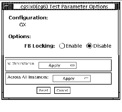 Screenshot of the cg6 Test Parameter Options dialog box.