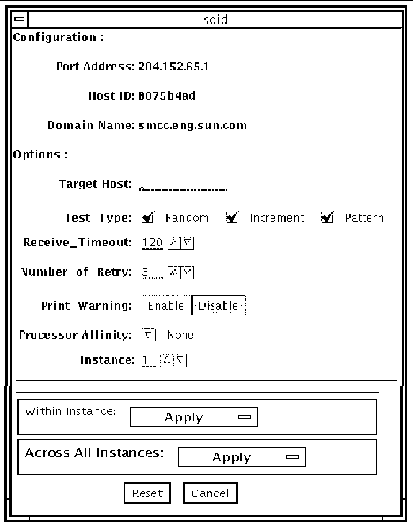 Screenshot of the scitest Test Parameter Options dialog box.