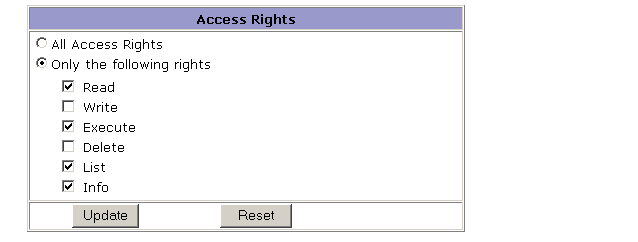 This screen capture shows the ACL access rights rules. 
