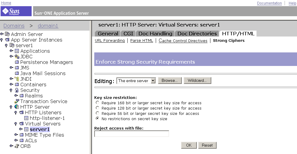 This screen capture shows Enforce Strong Security Requirements (strong ciphers) page. 
