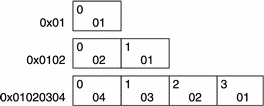 ELFDATA2LSB データの符号化方法。