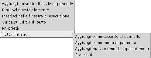 Menu popup delle voci dei menu. Il contesto descrive l'immagine.