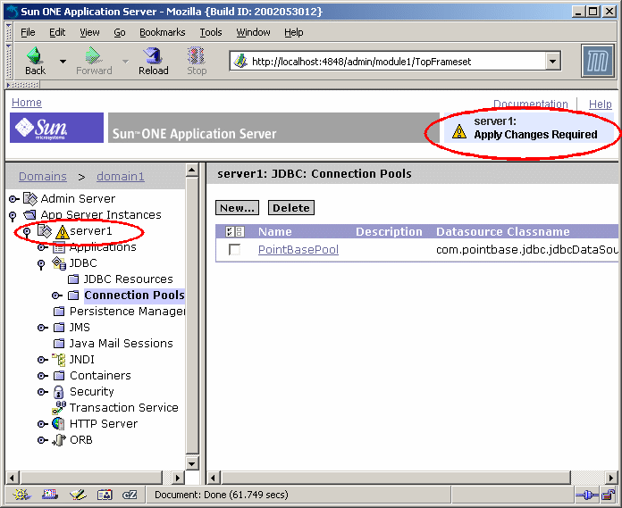 This figure shows the Apply Changes required elements highlighted.