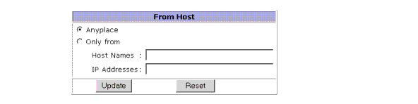 This screen capture shows the ACL From Host rules. 