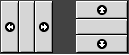Horizontaler und vertikaler Panel, jeweils mit Ausblenden-Schaltflächen.
