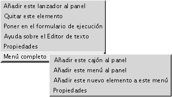 Menú emergente de un elemento de menú. El contexto describe el gráfico.