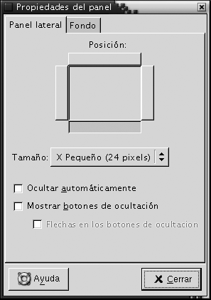 Cuadro de diálogo Propiedades de panel. El contexto describe el gráfico.