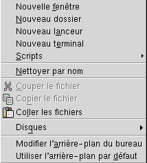 Menu Bureau. Le contexte décrit le graphique.