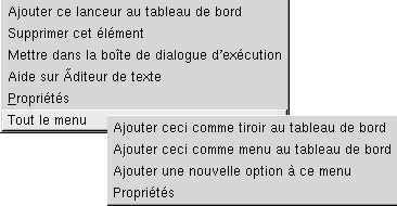 Menu contextuel d'un élément de menu. Le contexte décrit le graphique.