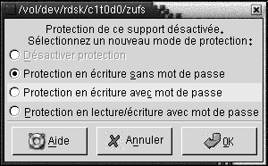 Boîte de dialogue Protection. Le contexte décrit le graphique.