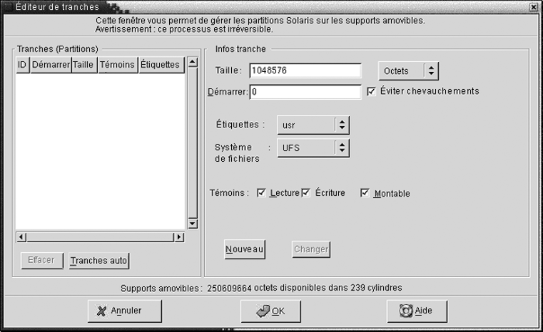 Boîte de dialogue Éditeur de tranches. Le contexte décrit le graphique.