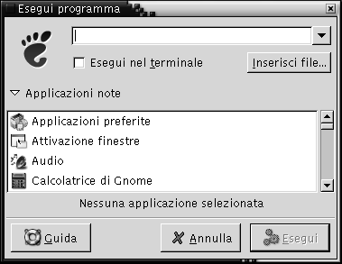 Finestra di dialogo "Esegui programma". Il contesto descrive l'immagine.