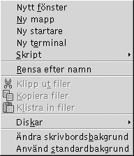 Skrivbord-menyn. Sammanhanget beskriver bilden.