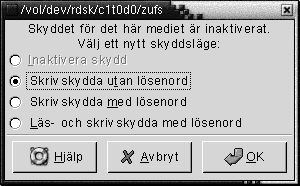 Dialogfönstret Skydd. Sammanhanget beskriver bilden.