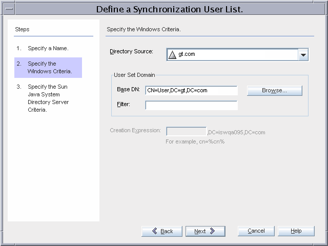 Synchronization User List Creation