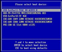 Graphic showing the Please Select Boot Device Menu screen.