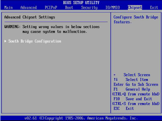 image:Figure showing BIOS chipset menu.