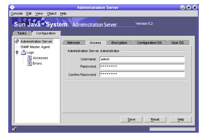 You may configure access settings through the interface.