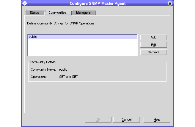 You may modify SNMP Communities.