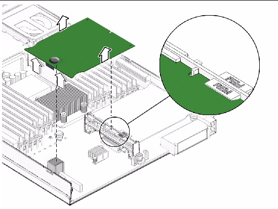 Figure shows the REM lifting free from the connector and plastic bracket.