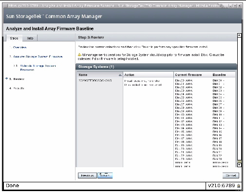 Screen capture comparing the current firmware to the firmware baseline for this release.