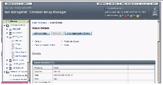 Screen capture showing the Alarm Details page.