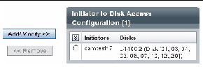 Screen capture of selected initiator and targets. 