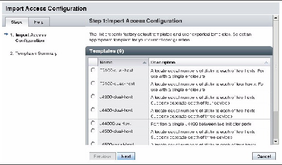 Screen capture of template section page. 