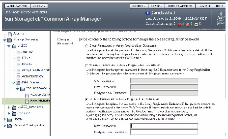 Screen capture of change password section of Administration page.