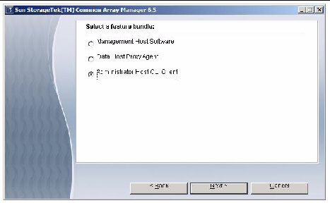 This screen shows the various installation options.