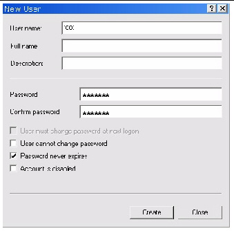 Screenshot shows selecting the New User window.
