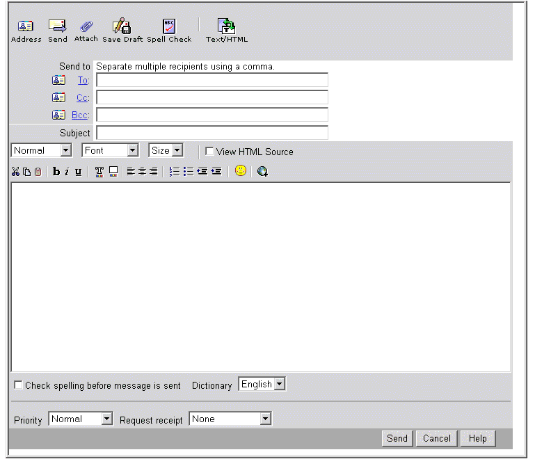 In this figure the address tool bar is moved to the left so that it appears first on the tool bar, and  the field  ‘Recipients’  is renamed as ‘Send to.’