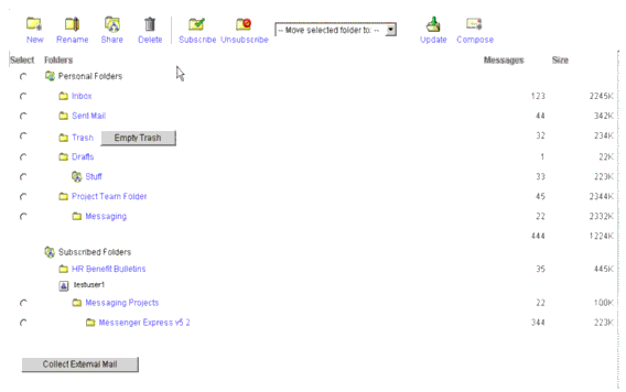 The Update and Compose tools appear at right the end of the toolbar .