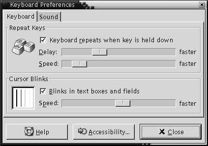 Keyboard preference tool, Keyboard tabbed section. The context describes the graphic.