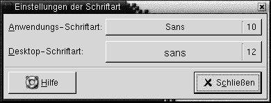 Einstellungstool "Schriftart". Enthält die Auswahlschaltflächen "Schriftart auswählen" und "Desktop-Schriftart".