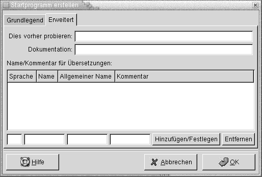 Dialogfeld "Startprogramm-Eigenschaften", Registerabschnitt "Erweitert". Die Grafik ist selbsterklärend.