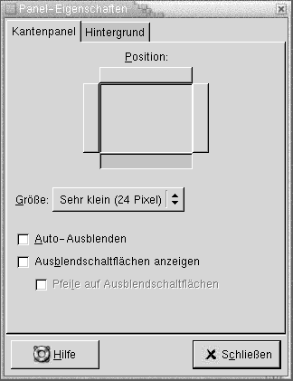 Dialogfeld "Panel-Eigenschaften". Die Grafik ist selbsterklärend.