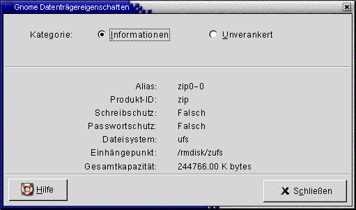 Dialogfeld "Datenträgereigenschaften". Die Grafik ist selbsterklärend.