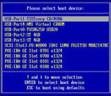 Graphic showing the Please Select Boot Device Menu screen.