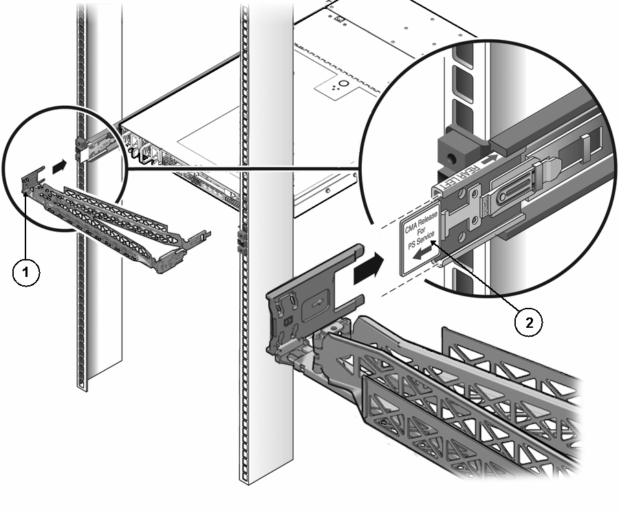 image:Graphic of connecting the CMA to the rail extension connector.