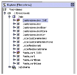 Explorer window showing all parts of both entity beans without the "need to compile" badge on any item.