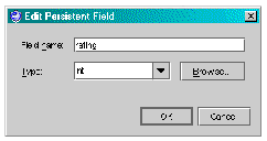 Edit Persistent Field dialog box showing example values. Buttons are Browse, OK, and Cancel.