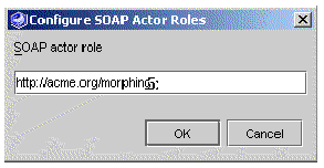 Screenshot showing the Configure SOAP Actor Roles Dialog Box: add actor role.