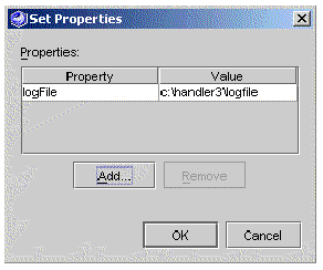 Screenshot showing the SOAP Message Handlers Set Properties Dialog Box with one property.
